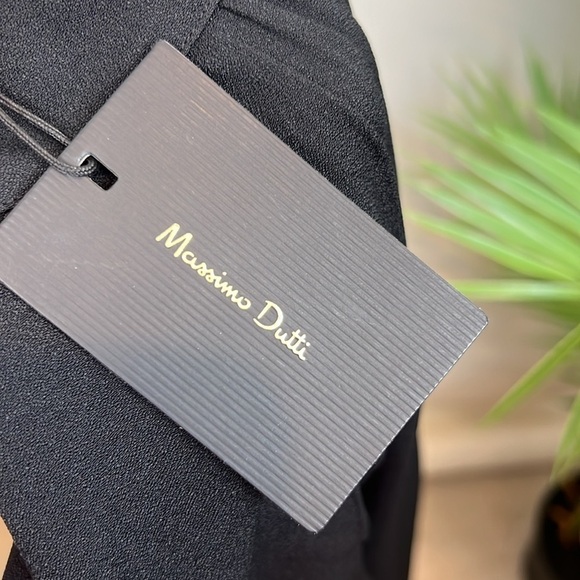 NWT Massimo Dutti Black Midi Dress LBD Ling Sleeve High Neck 2 - Picture 6 of 7